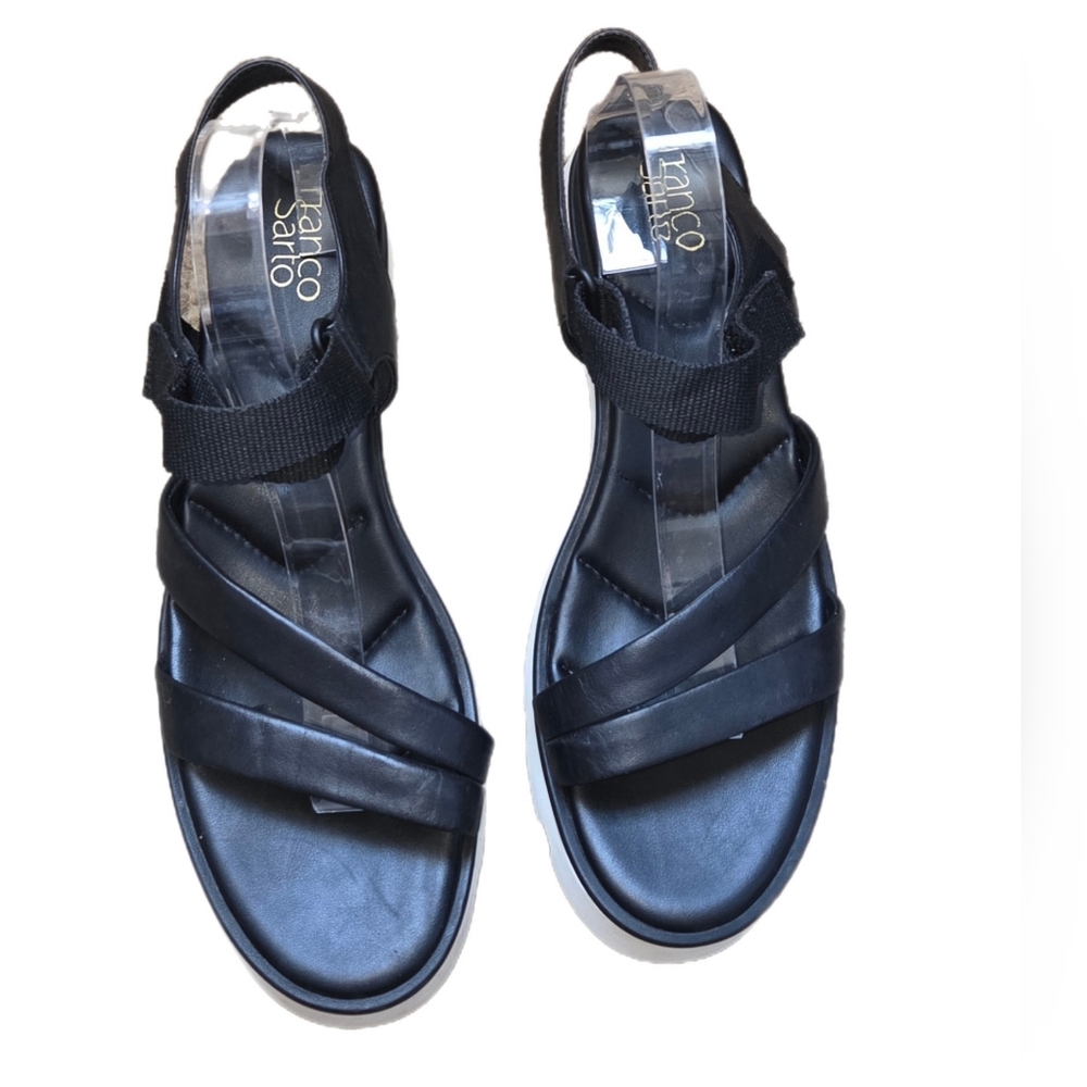 Franco Sarto Urla Platform Black Leather Strappy Sandals Size 11M - Picture 9 of 9